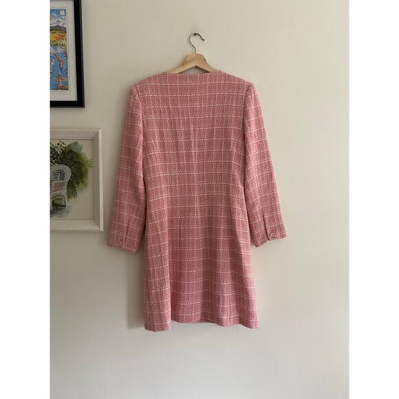 FAVORITE DAUGHTER Pink Tweed Long Sleeve Mini Dress Size 8 - Picture 4 of 8